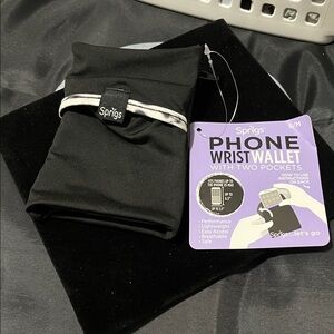 Black Phone Wrist Wallet with Dual Pockets